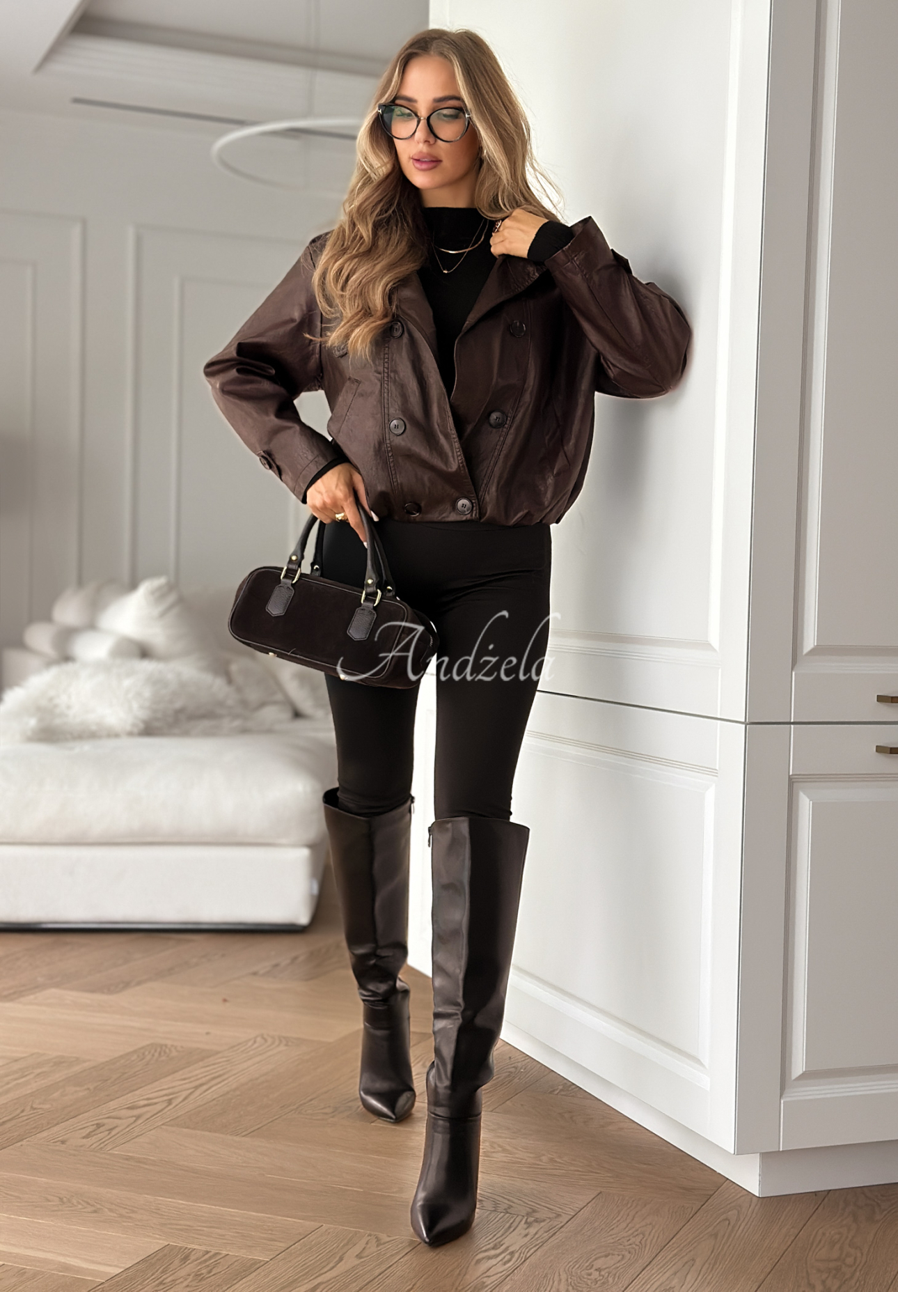 Geacă din piele cu nasturi Don’t React