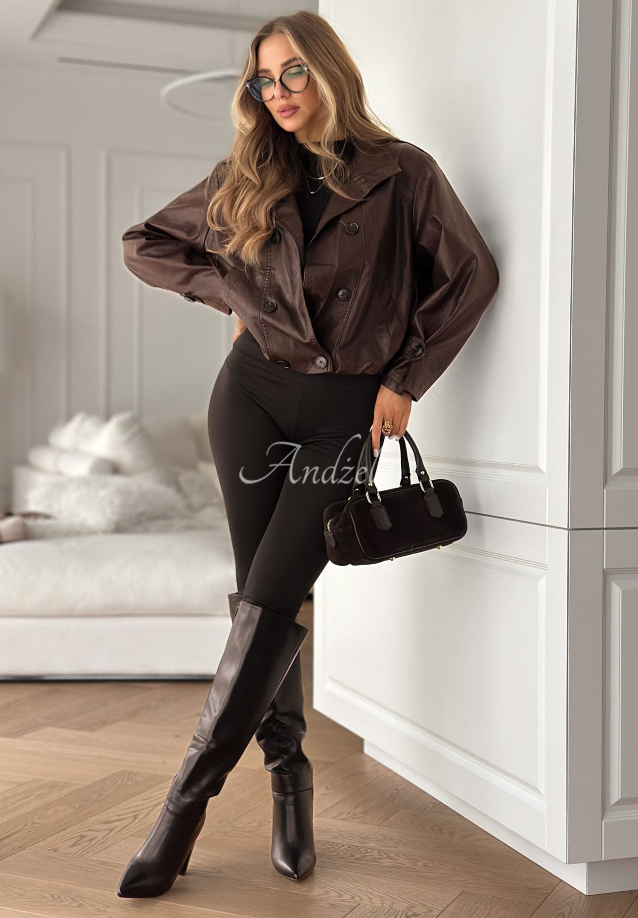 Geacă din piele cu nasturi Don’t React