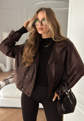 Geacă din piele cu nasturi Don’t React