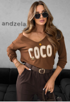 Pulover z nadrukiem Coco ciocolatiu