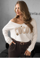 Pulover z nadrukiem Coco ecru