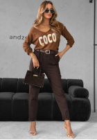 Pantaloni z paskiem Say When ciocolatii