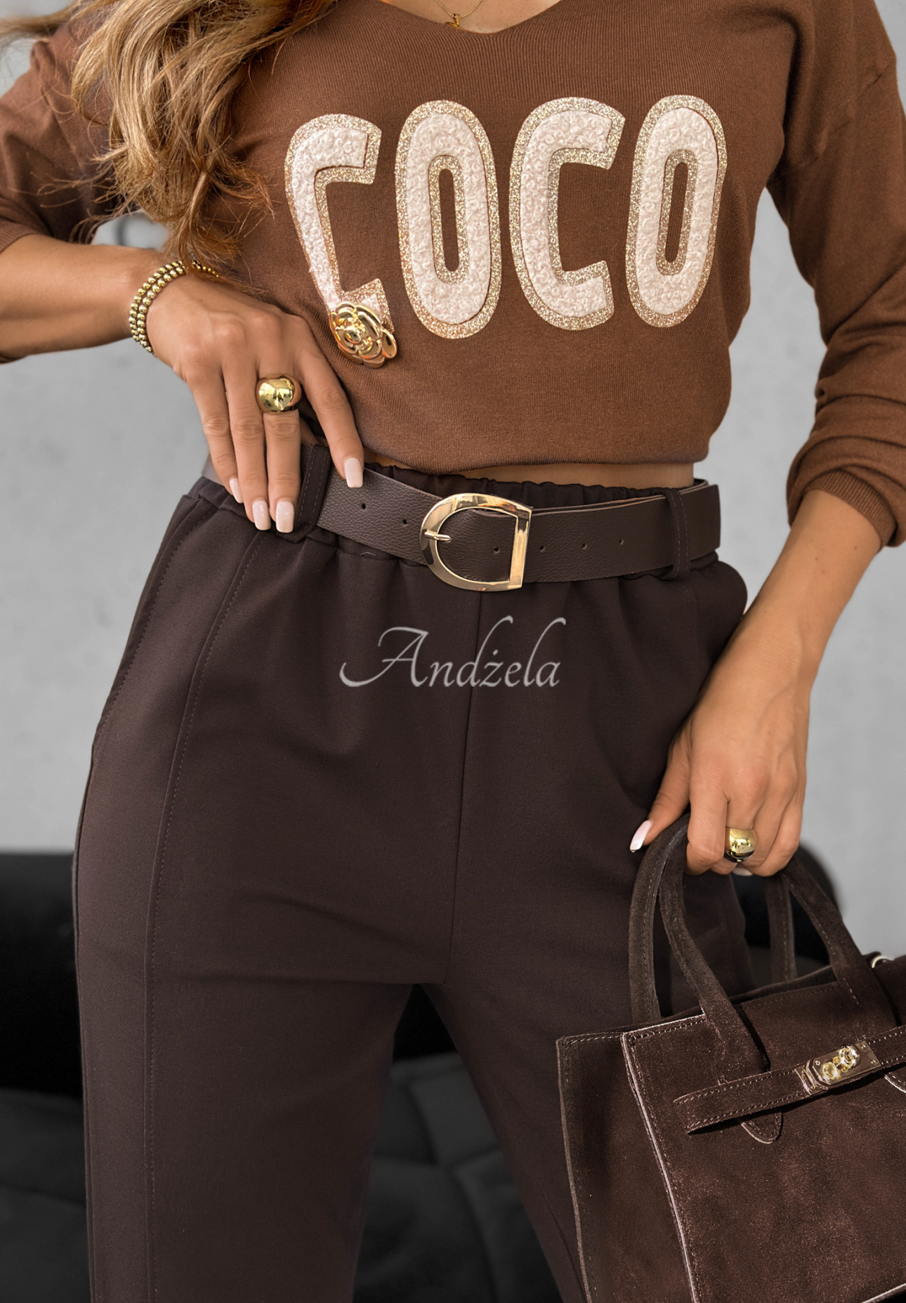 Pantaloni din viscoză cu curea Say When