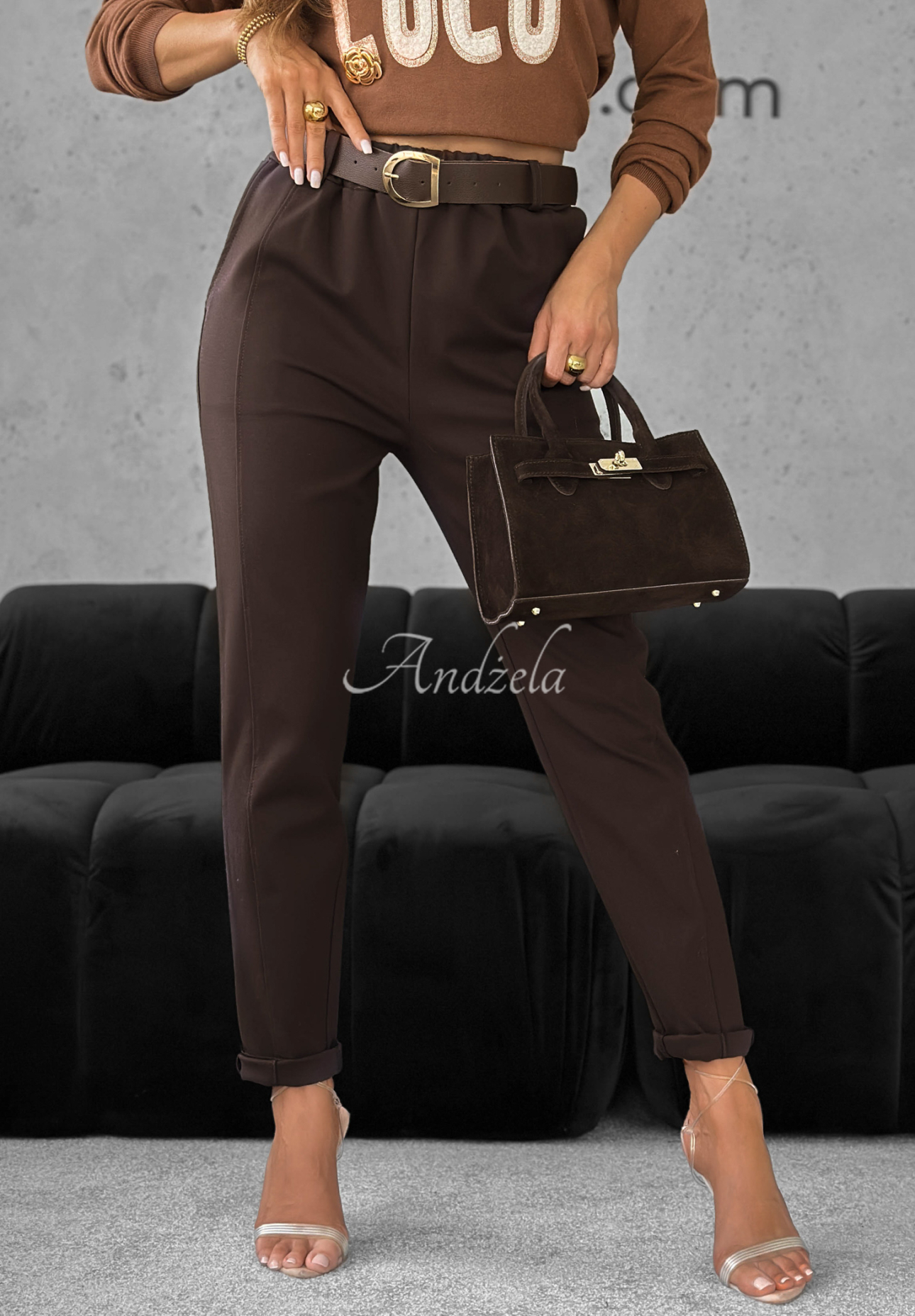Pantaloni din viscoză cu curea Say When