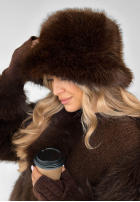 Căciulă bucket hat z futerkiem When Snow Falls ciocolatie