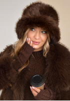 Căciulă bucket hat z futerkiem When Snow Falls ciocolatie