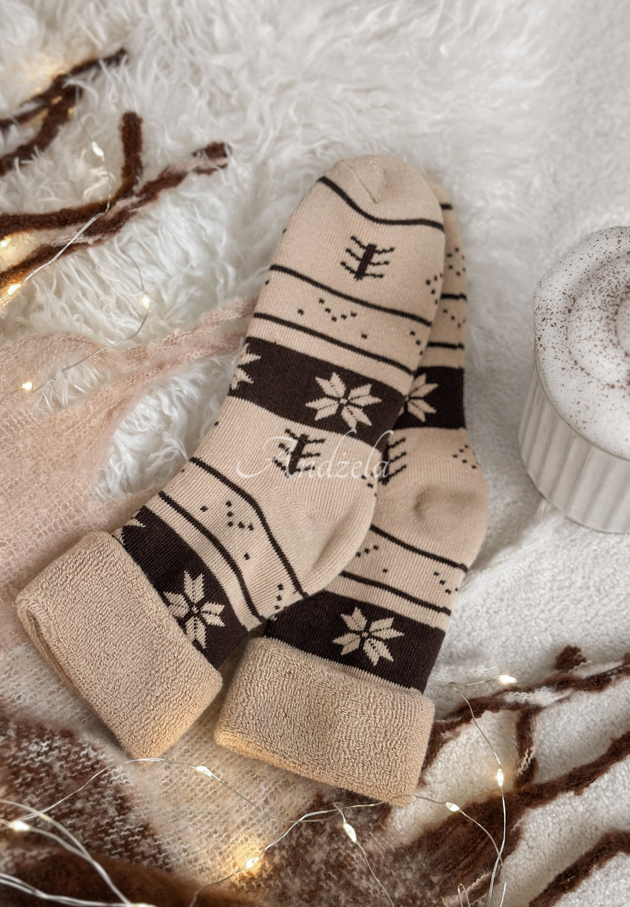 Șosete lungi cu imprimeu Winter Steps