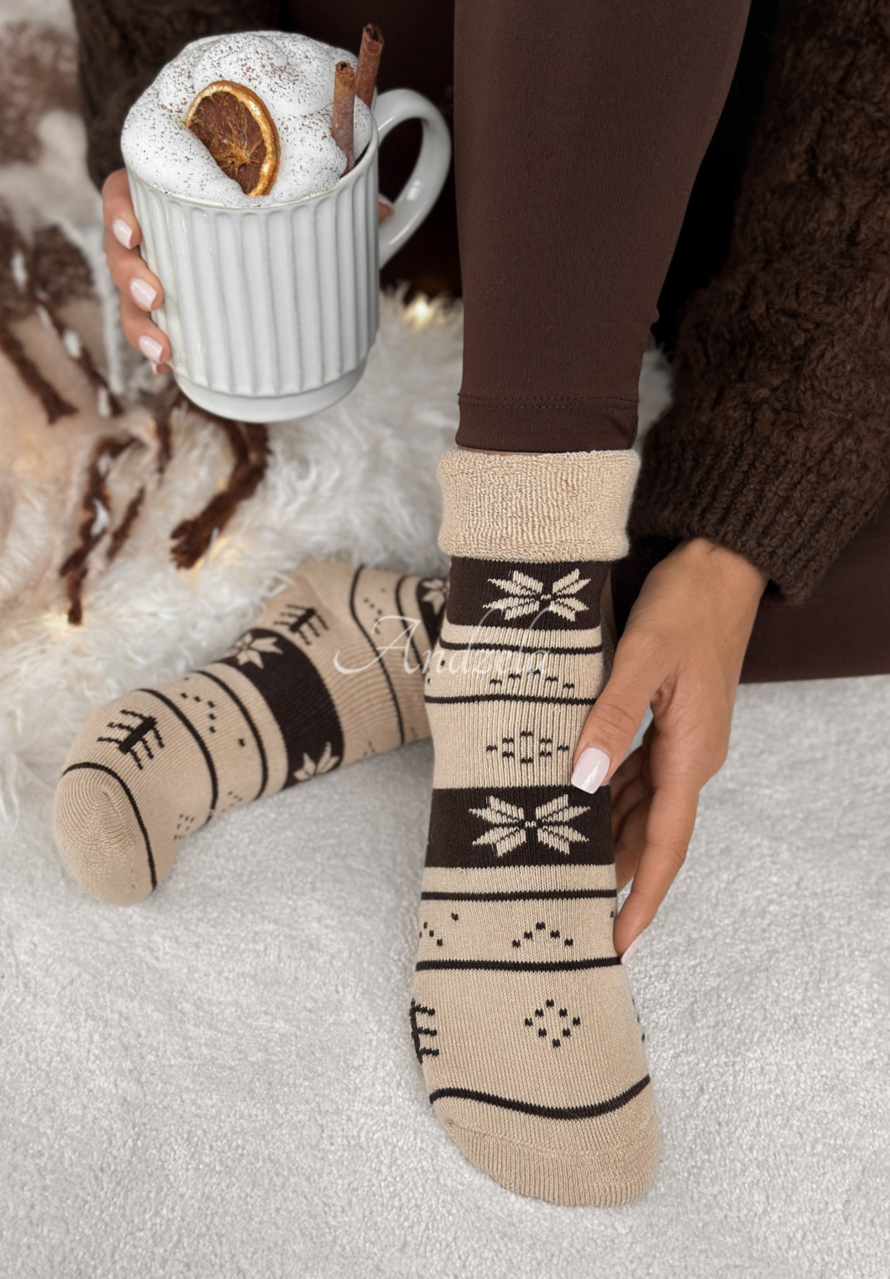 Șosete lungi cu imprimeu Winter Steps