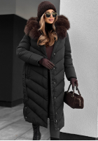 Długa pikowana Geacă z futerkiem Wintery Affection negru