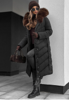 Długa pikowana Geacă z futerkiem Wintery Affection negru