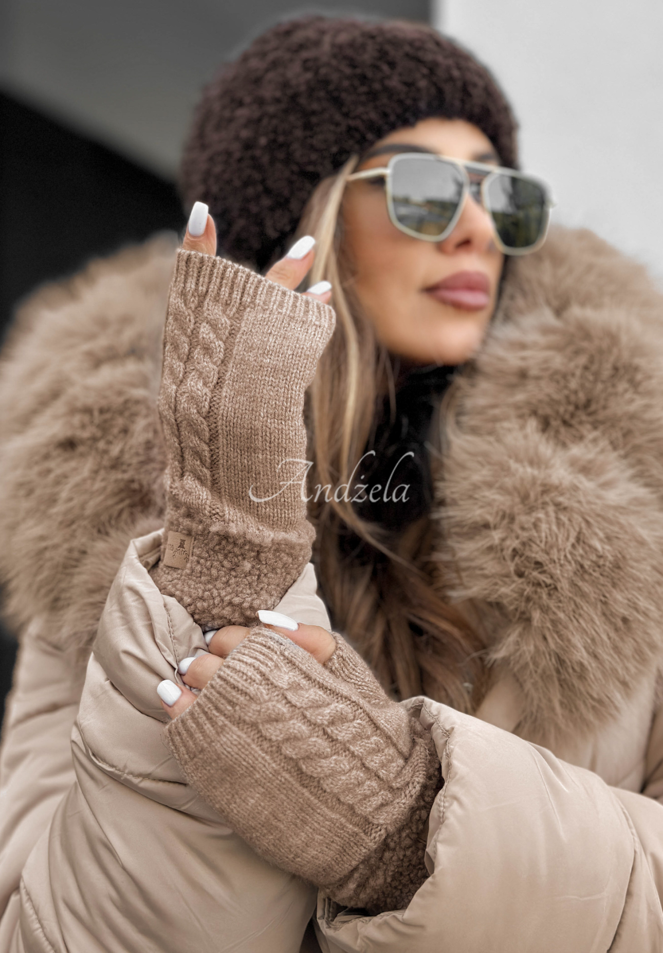 Mănuși tip mitene cu blăniță Enjoying Winter