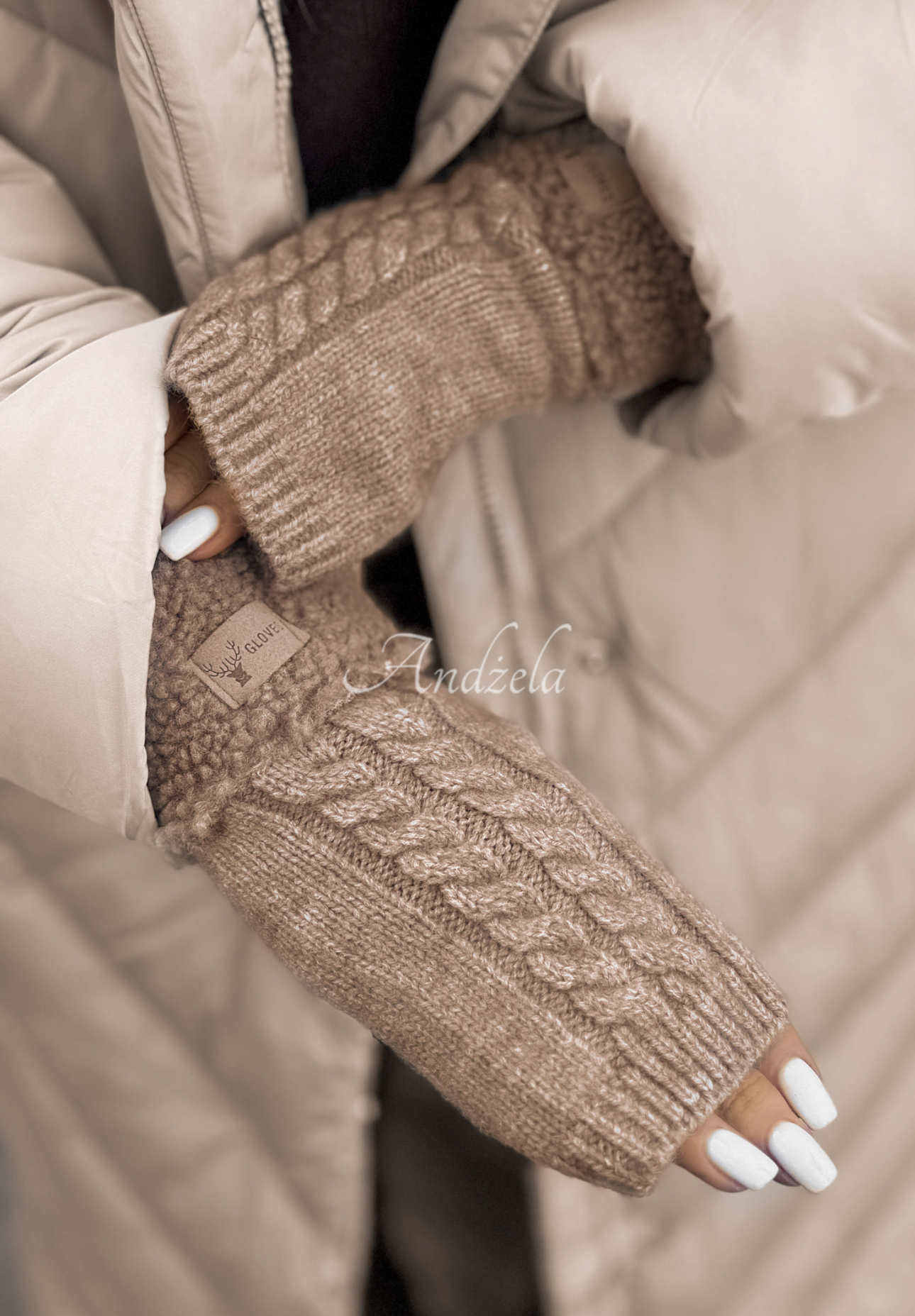 Mănuși tip mitene cu blăniță Enjoying Winter