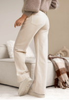 Pantaloni din denim wide leg Classic Move z paskiem ecru