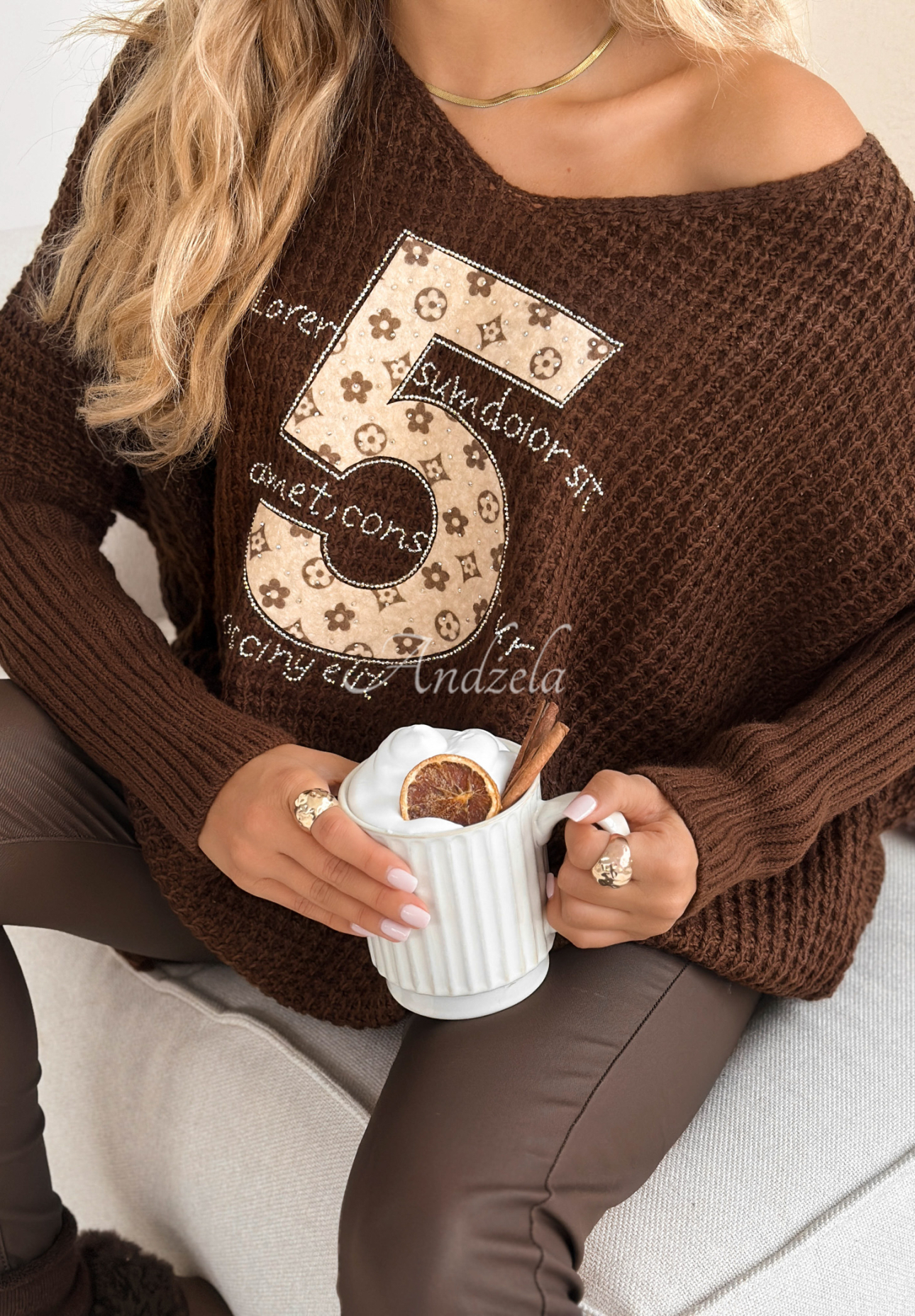 Pulover asimetric cu aplicație decorativă If You Stay