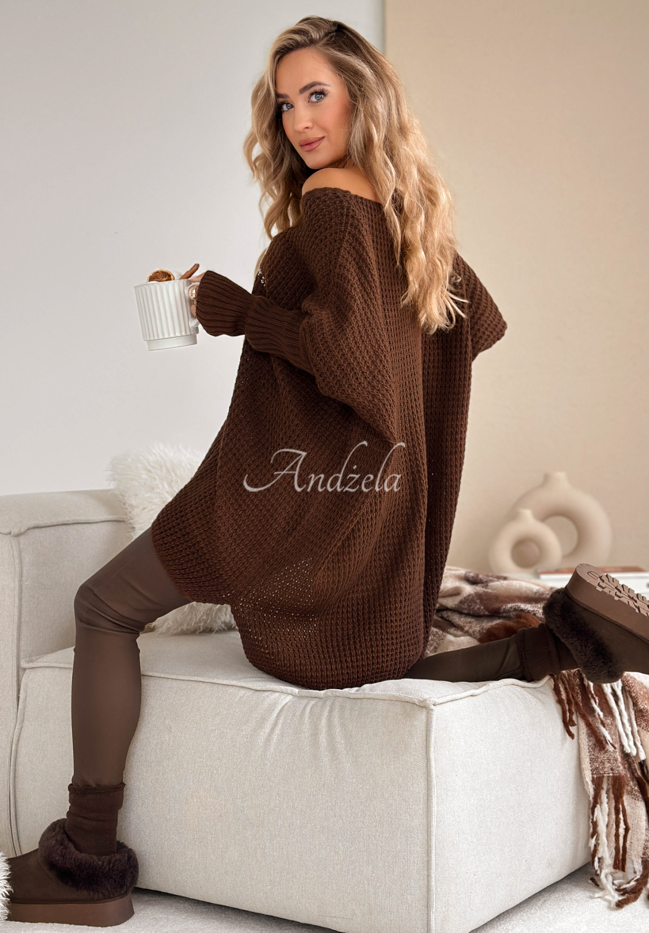 Pulover asimetric cu aplicație decorativă If You Stay