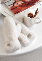 Mănuși z futerkiem Snowy ecru