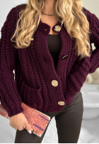 Krótki Cardigan z guzikami Autumn Lovers burgundowy