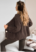 Krótki Cardigan z guzikami Autumn Lovers ciocolatiu