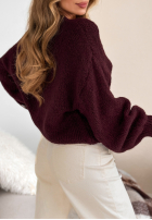 Pulover oversize Pink Mountain burgundowy