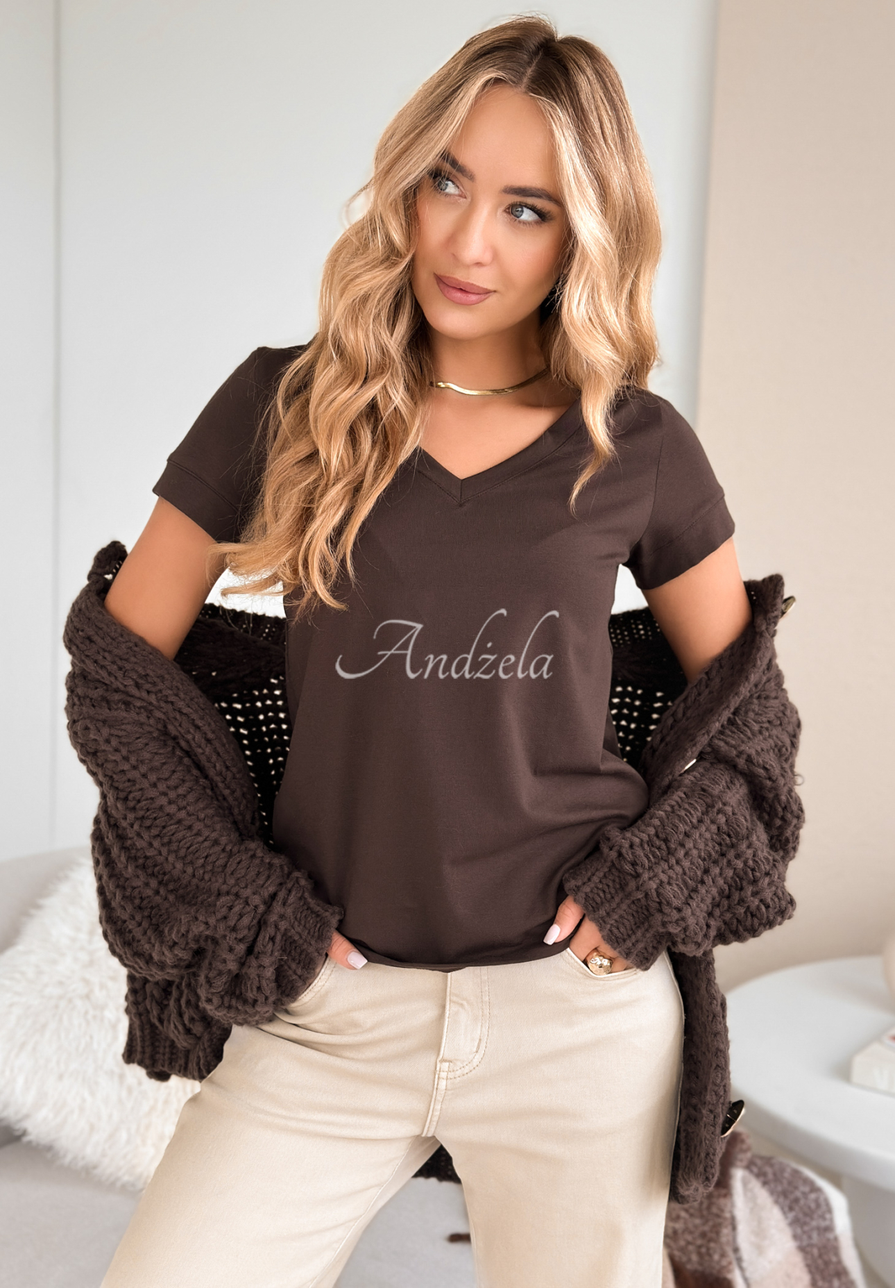 Tricou cu decolteu în V Lauren