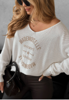Ușor Pulover z nadrukiem Miss Mademoiselle ecru
