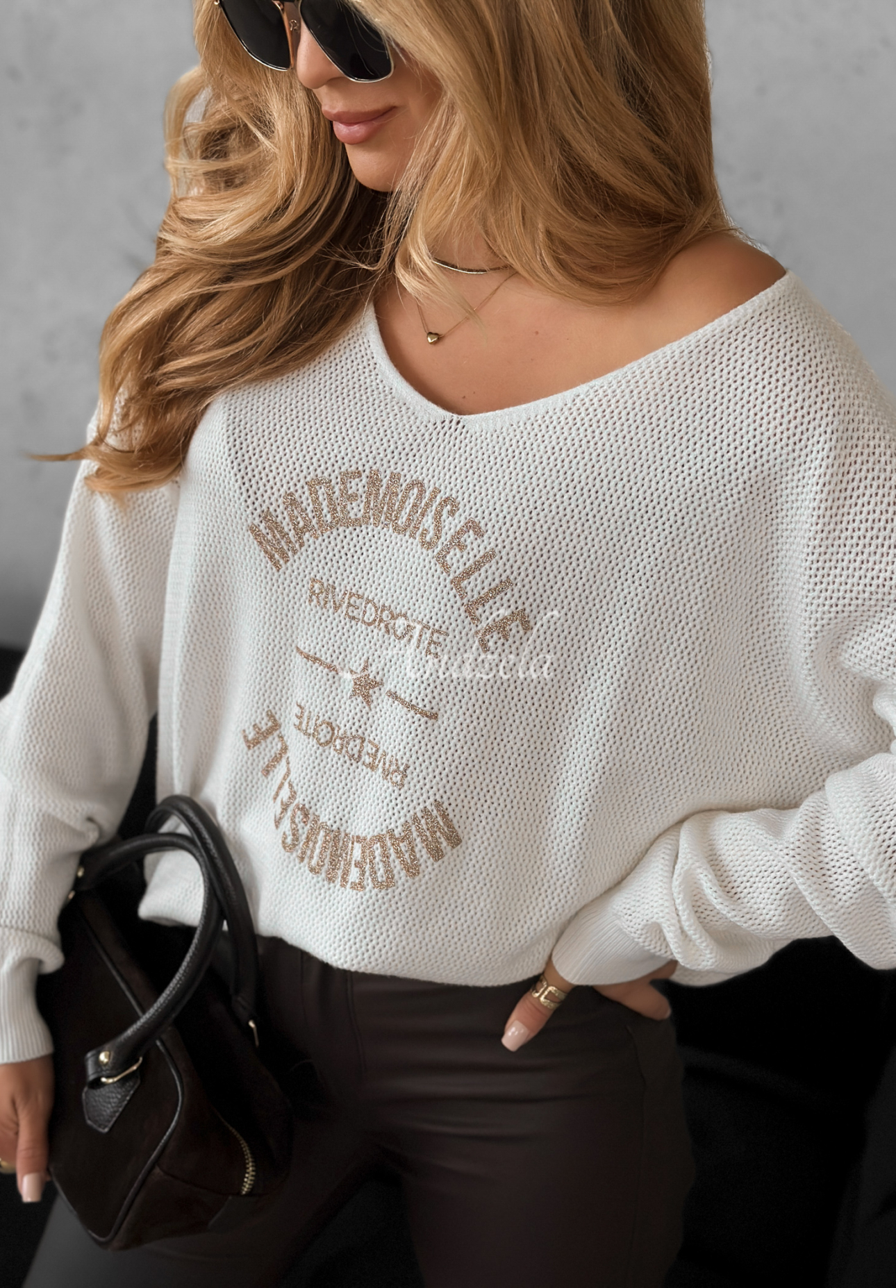 Pulover din viscoză cu imprimeu Miss Mademoiselle