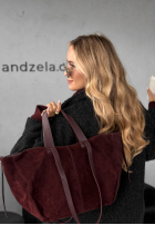 Zamszowa skórzana Geantă Inspirational burgundowa