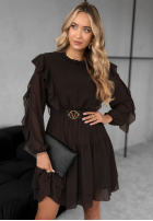 Rochie mini z falbankami Without Words ciocolatie
