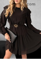 Rochie mini z falbankami Without Words ciocolatie