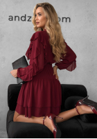 Rochie mini z falbankami Without Words burgundowa