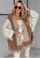 Cardigan oversize z frędzlami Quiet Mornings bej