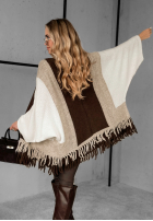 Cardigan oversize z frędzlami Quiet Mornings ciocolatiu