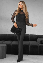 Siateczkowa Bluză z koronką Divine Lace negru