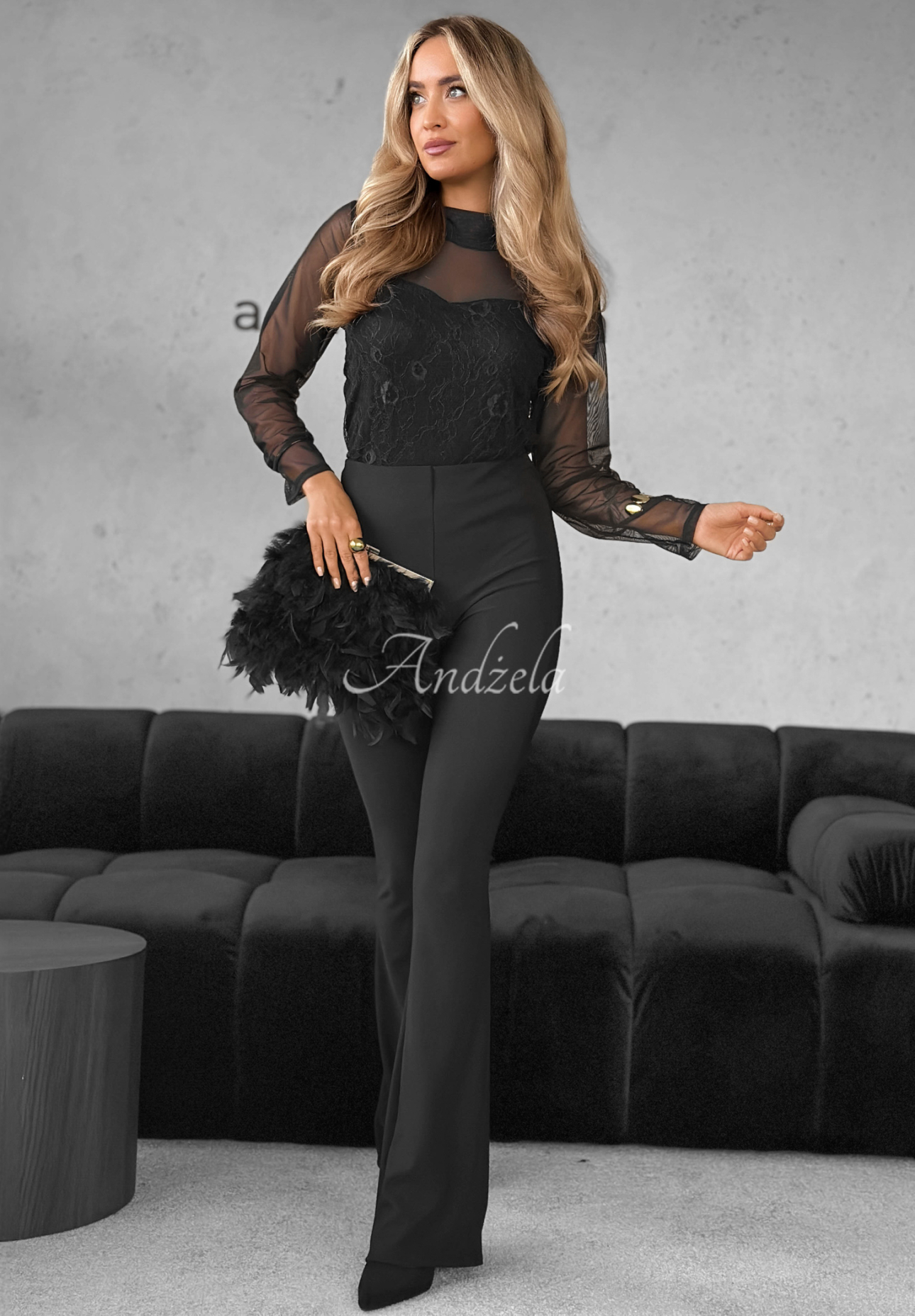 Bluză din plasă cu dantelă și viscoză Divine Lace