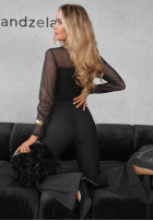Siateczkowa Bluză z koronką Divine Lace negru