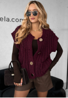 Scurtă sweterkowa Vestă z guzikami Autumn Lovers burgundowa