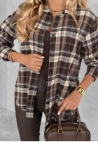 Cămașă w kratę Can You Feel czekoladowo-albastră