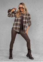 Cămașă w kratę Can You Feel czekoladowo-albastră