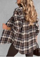 Cămașă w kratę Can You Feel czekoladowo-albastră