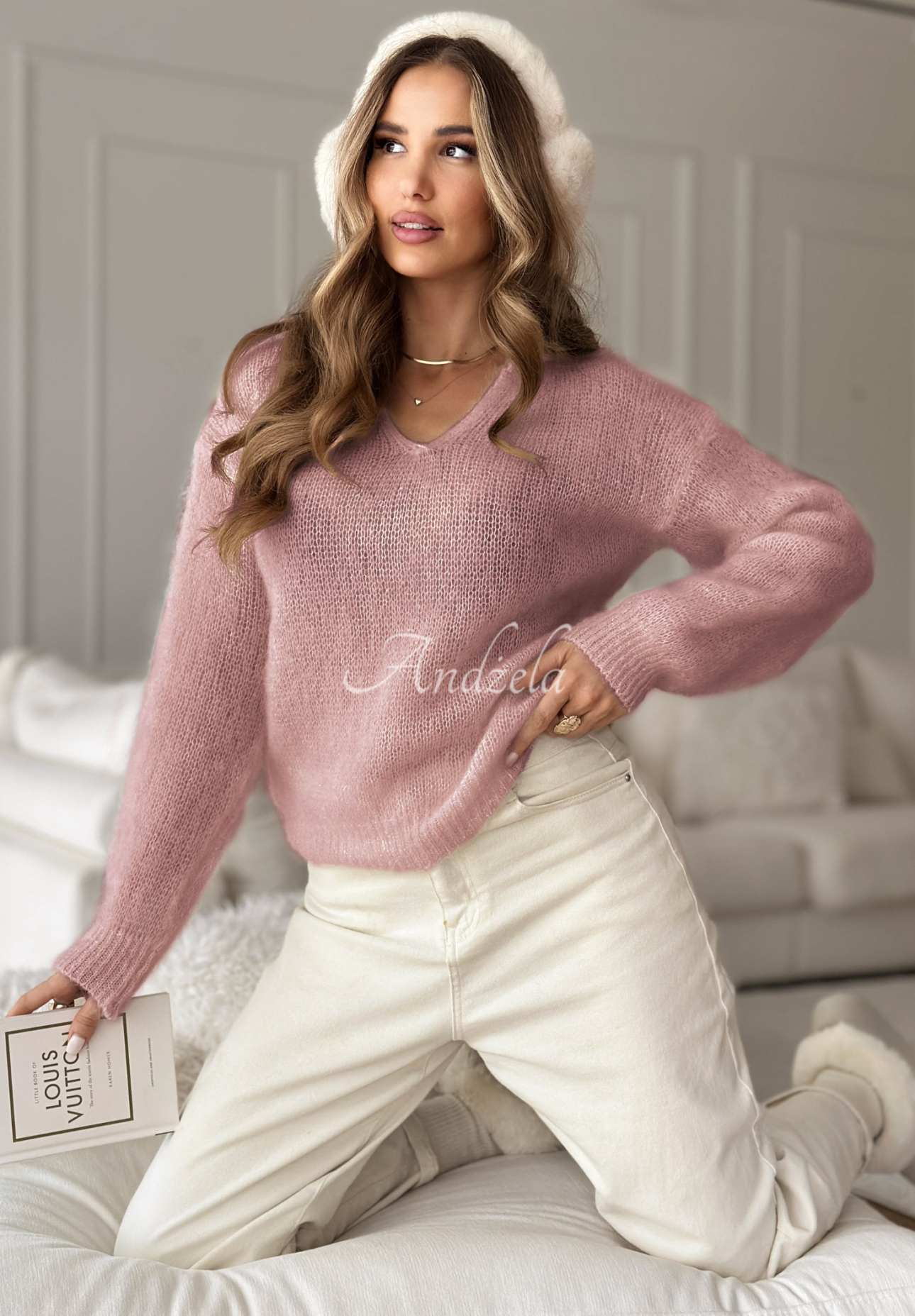 Pulover din mohair cu guler Sweet And Fluffy