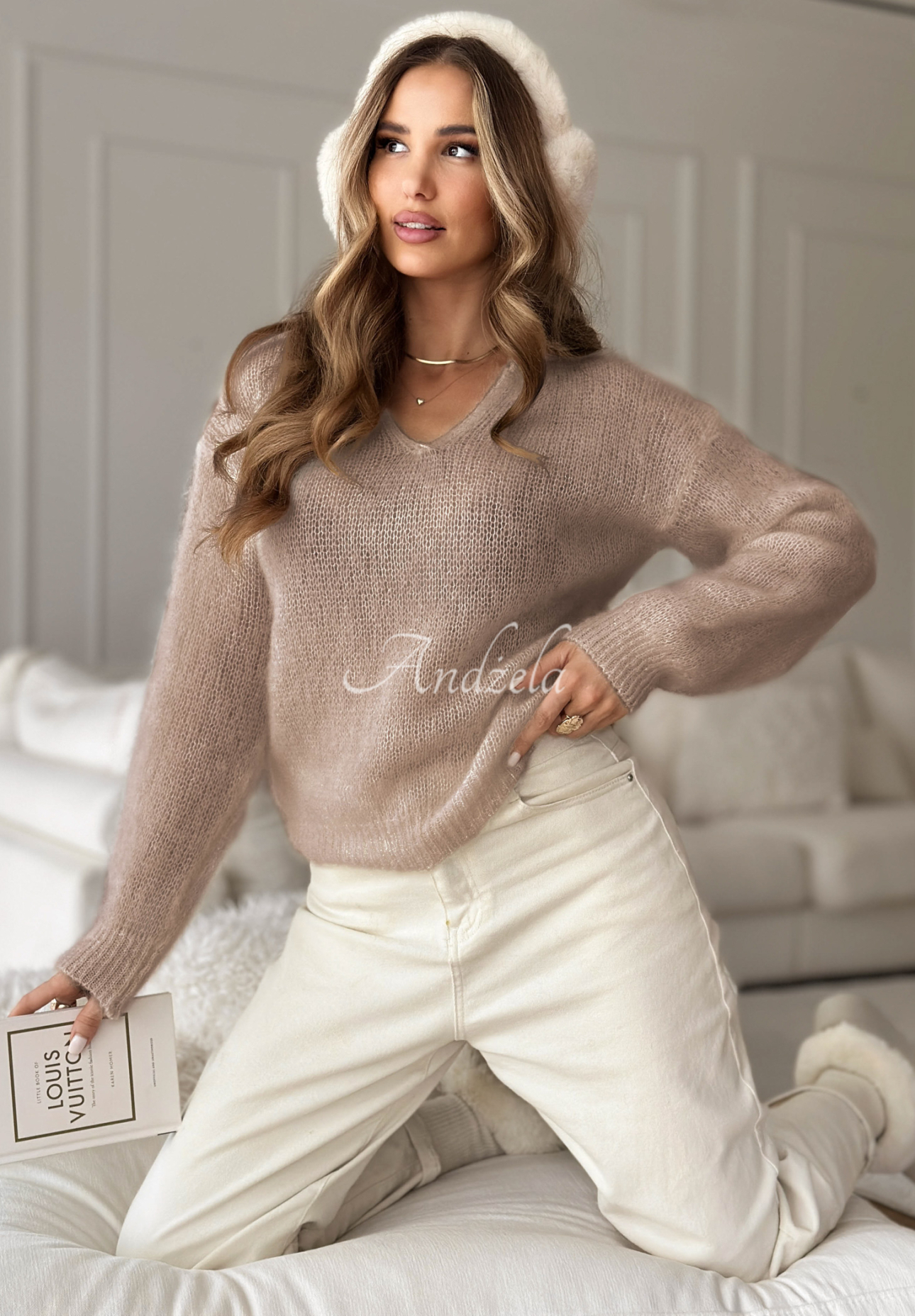 Pulover din mohair cu guler Sweet And Fluffy