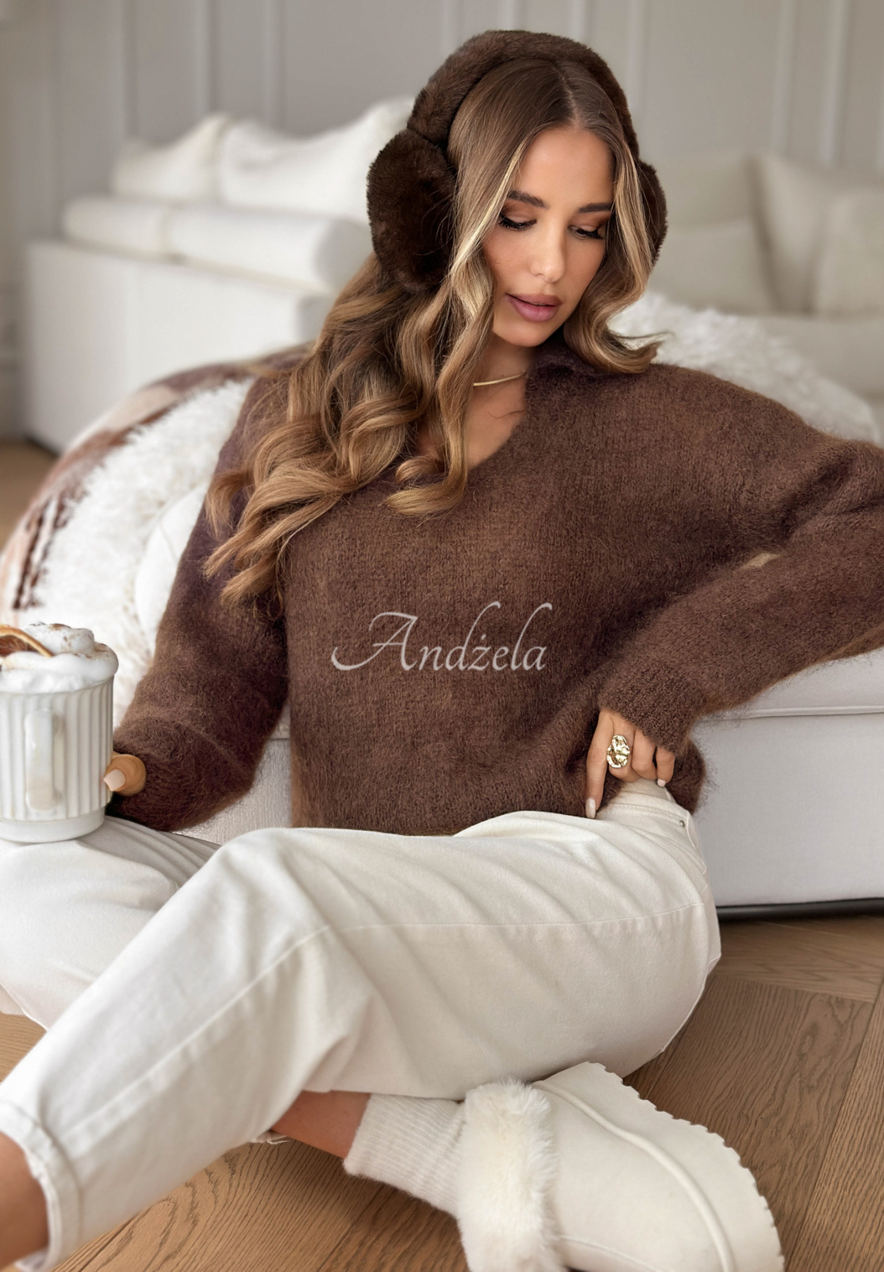 Pulover din mohair cu guler Sweet And Fluffy