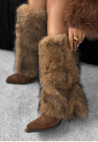 Botine z futerkiem White Angels camel