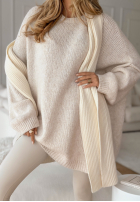 Długi Pulover oversize Cozy Weather jasnobeżowy