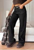 Pantaloni din denim straight Red Flag gri închis