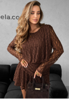 Koronkowa Rochie z falbankami What We Had ciocolatie