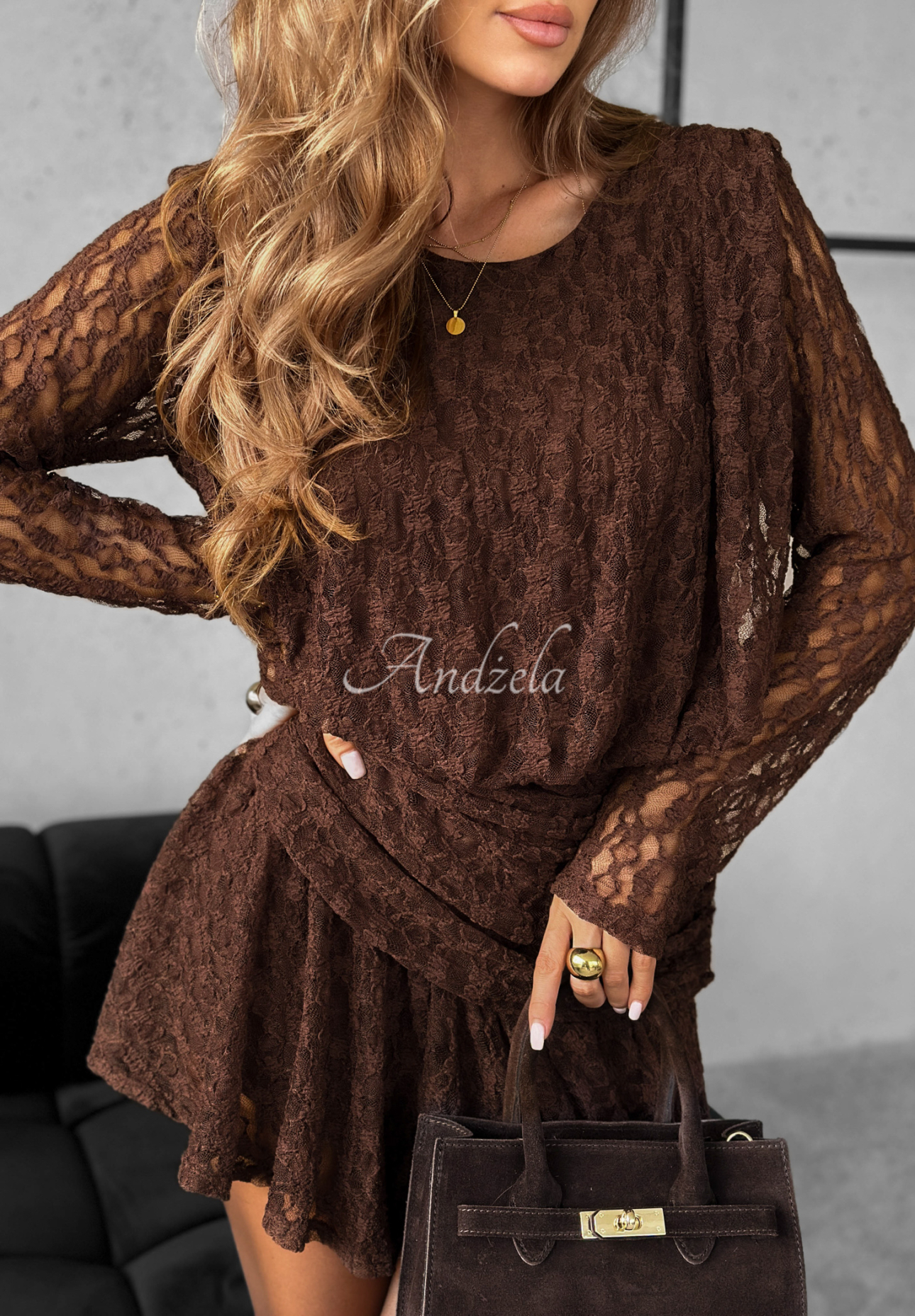 Rochie din dantelă cu volănașe What We Had