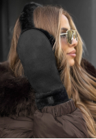 zamszowe Mănuși z futerkiem Snow Clear negre