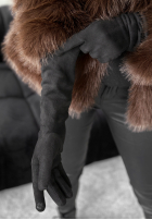 Lungi zamszowe Mănuși Long December negre