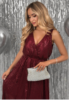Cekinowa Rochie maxi Red Carpet Moment burgundowa